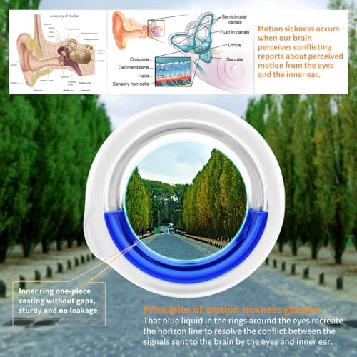 Motion Sickness Glasses, Car Sickness Glasses,Relieve Carsickness Airsickness Seasickness Glasses,Anti Nausea Vertigo Glasses, No Lens Liquid Glasses for Adults or Kids（2Pairs） — view 3