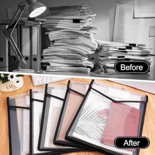AOOSU A4 Plastic Wallets, 5pcs Popper Wallet Plastic Document, Vertical Folders Files Envelope for School Office Home, with Snap Closure and Card Slot — view 4