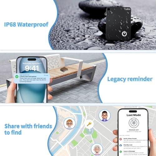 Tukio Smart Air Tracker Card 2 Pack (Black & Orange) Works with Apple Find My, Rechargeable Wallet Tracker Wireless Charging, Ultra Thin IP68 Waterproof Bluetooth Tag Locator for Luggage & Passport — view 6