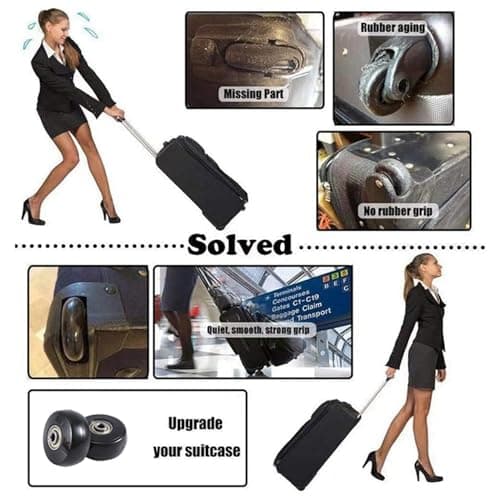 LIVASH 50X24mm Set of 2 Luggage Suitcase Replacement Parts Wheels,PU Swivel Caster Wheels Carbon Steel Bearings Repair Kits — view 2