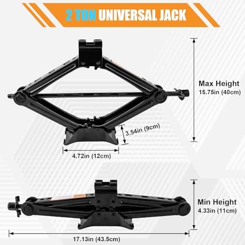 OIENNI Car Jack Kit, 2 Ton (4409 lbs) Scissor Jack for Car, Upgrade Emergency Spare Tire Changing Repair Kit, Scissor Jack Kit with Lug Wrench, Universal Vehicle Scissor Lift Jacks for Car, SUV — view 2