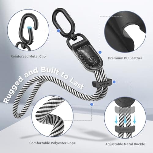 SURPHY Leather Strap for Phone, Adjustable Stylish Anti-Theft Wrist Lanyard — view 3