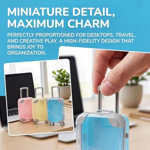 MYPPRFC 3pcs Mini Plastic Travel Suitcase ，Dollhouse Miniature Luggage Storage Box，Jewelry Organizer for Necklace Ring, Doll Accessories, Small Toy Case for Kids, 7x3.5x14cm — view 4