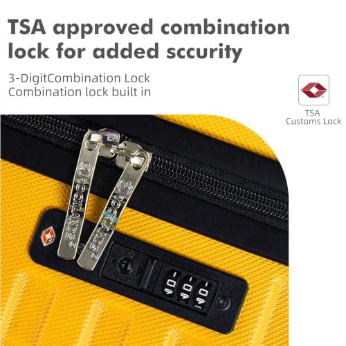 Rocklands Large Suitcase Hard Shell Lightweight 4 Dual Spinner Wheels Trolley Luggage Suitcase Hold Check in Luggage TSA Combination Lock (Mango Yellow, Small 20") — view 5