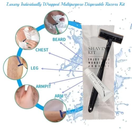 20Pack Luxury Disposable Razors Kit Individually Packed with Shaving Cream, Environmentally Friendly Travel Razor Toiletries Amenities Care Accessories, Versatile Razor Set for Home, Hotel — view 2