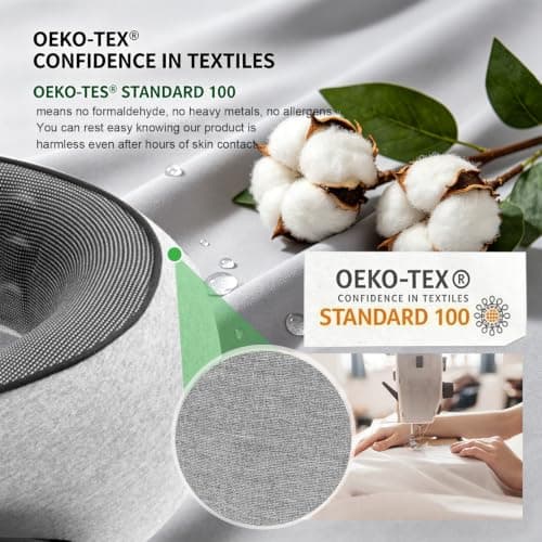 Sadaug G-Shape Memory Foam Travel Pillow Super Comfort Neck Pillow Airplane 360°Support | Complete Sleep Kit: Eye Mask, Ear Plugs & Carry Bag | Lightweight Airplane Pillow for Home, Car & Travel(Gray) — view 4