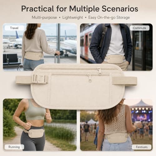 RFID Blocking Money Belt, Slim Hidden Travel Waist Pack for Passport — view 4