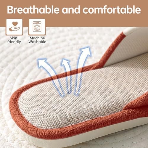 Womens Slippers, Ladies Slippers Open Toe Non-Slip Memory Foam Comfortable and Breathable Ladies House Shoes Indoor Outdoor (Red, Adult, Women, 3, Numeric Range, UK Footwear Size System, 4, Medium) — view 5