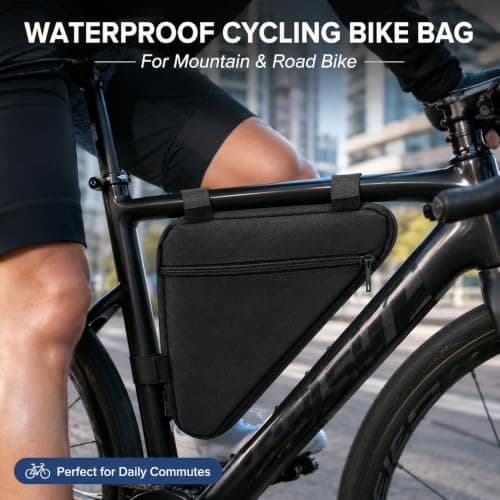 Trevixor Black Bike Bag, Triangle Bike Frame Bag with Zipped Pocket and Hook-and-Loop Straps, 20 x 20 x 28 cm Bicycle Bag for Cycling, Commuting and Travel — view 4