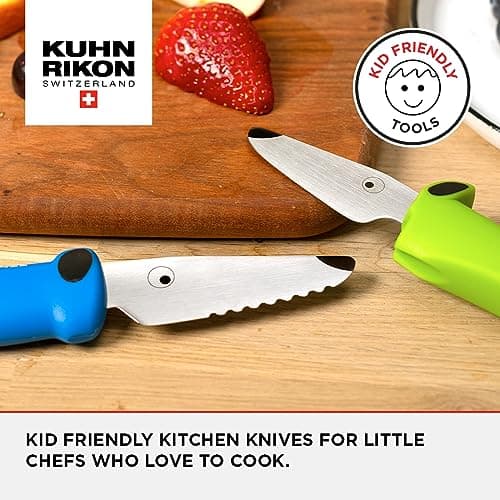 Kuhn Rikon Children's Knife Set, Dog, Blue & Green, Stainless Steel, 2 Pc — view 2