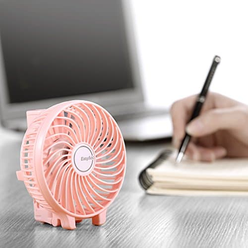 EasyAcc Handheld Fan USB Fans Portable Hand Fan 3 Speeds 180° Foldable with 6 Blades Personal Electric Mini Outdoor Fan with Rechargeable Battery Foldable Handle Desktop for Home Travel Outdoor - Pink — view 3