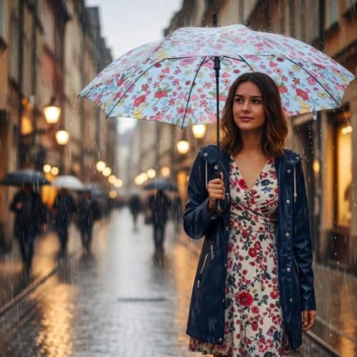 A2Z Automatic Stick Umbrella for Men & Women Large Windproof Rain Umbrella with Auto Open Button Durable Fibreglass Ribs 8 Panels Water Repellent 190T Pongee (Sky Blue, One Size) — view 2