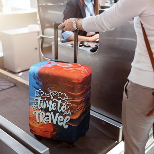Explore Land Travel Luggage Cover Air Approve Suitcase Protector Fits 18-32 Inches Case, Time to Travel, Small — view 6