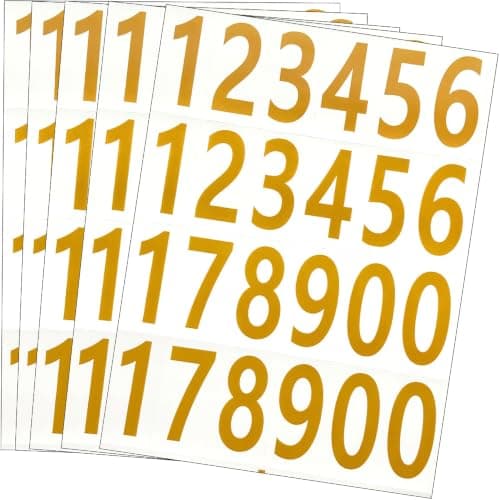 LUIMSUIM 5 Sheets 5 Inch Bin Number Stickers for Mailbox, Stick on Numbers, Waterproof Self Adhesive Sticky Numbers Sticker for Lockers, House, Folder, Bins, Storage, Note, Sign (Gold)