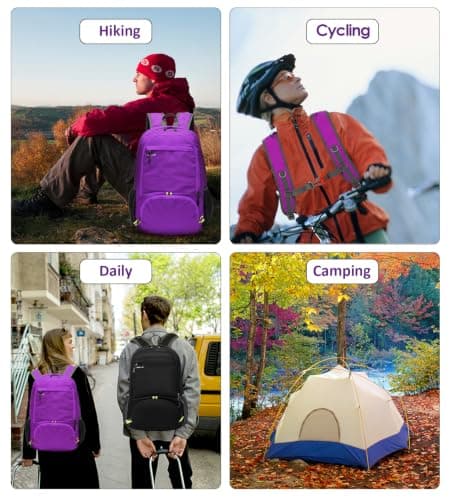 MRPLUM 30L Rucksack Foldable Ultralight Packable Backpack,Purple — view 6