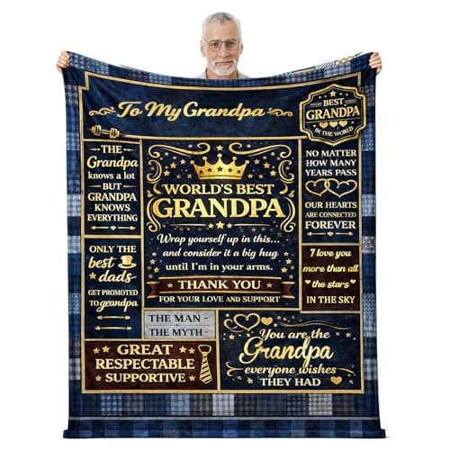 SIMDAO Grandad Birthday Gifts, Flannel Blanket 50"X60", Best Grandad Gift, Grandads Gifts From Grandchildren, Presents for Grandpa