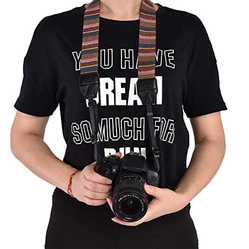 LIZEALUCKY Camera Strap Retro Cotton Canvas Woven Strap Universal Shoulder Neck Sling Belt with Harness Adapter Fits for ALL DSLR SLR Cameras (secondary color) — view 4