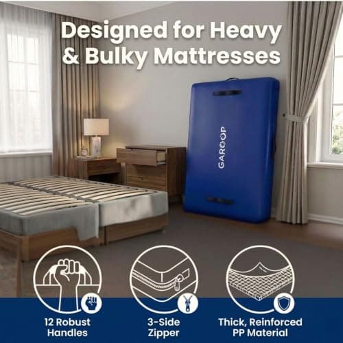 Mattress Bag for Moving and Storage with 8 Handles and Zip - Tarp Plastic Mattress Cover for Moving and Storage - Professional Grade Mattress Storage Bags - Heavy Duty, Reusable — view 2