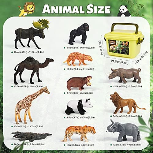 FRUSE Safari Animal Figures Toys with 12 PCS Jumbo Zoo Animals for Kids 3-5 — view 5