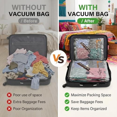 Vacuum Storage Bags,20 Pack/ 8x40x50cm/8x47x64cm/4x54x74cm Vacuum Storage Bags with Electric Pump Rechargeable Space Saver Sealer Vacuum Bags for Cloths Travel and Home Use — view 2