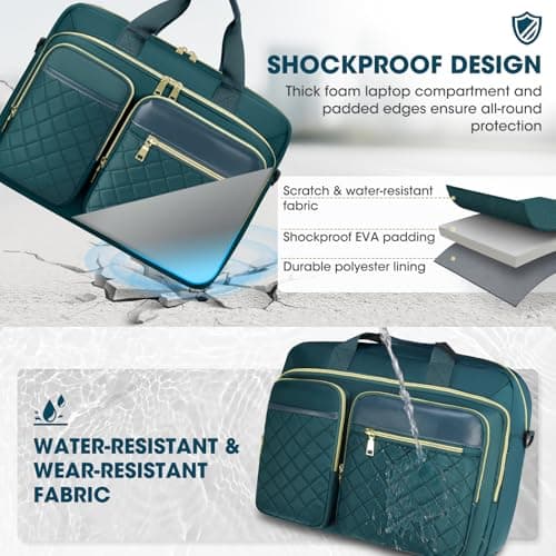 RAINSMORE Laptop Bag for Women 17.3 inch Laptop Briefcase Large Laptop Case Work Computer Bag Messenger Bag for Women Business Office Travel College Green — view 4