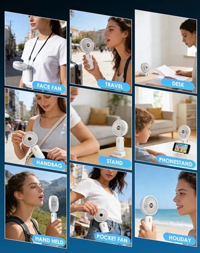 Handheld Fan Portable Hand Held - Rechargeable Mini Battery Powered Travel — view 3