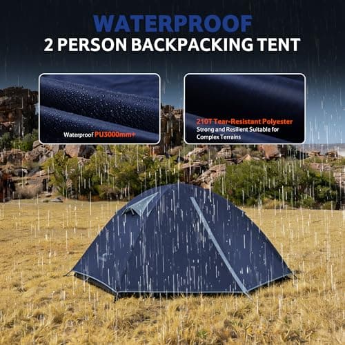 Naturehike Bleik Camping Tent, Lightweight Backpacking Tents Waterproof Double Layer for Outdoor Hiking Trekking (2 Man-Blue-No Canopy) — view 5