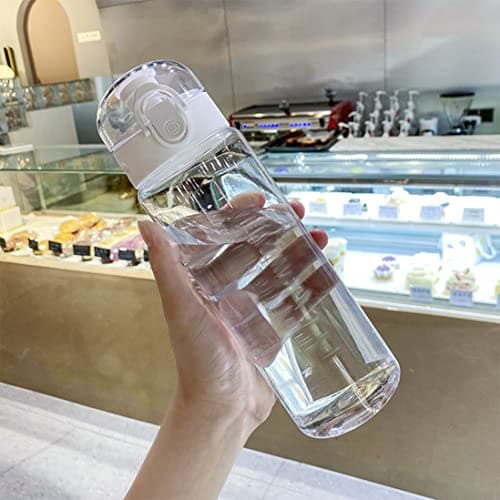 GearTek Clear Plastic Water Bottle | No Markings Sports Water Bottle | Leak Proof Re-Usable Flip Top Plastic Drinks Bottles for Exams, Outdoors, Gym, Cycling and Schools (Clear-Chug700ml) — view 2