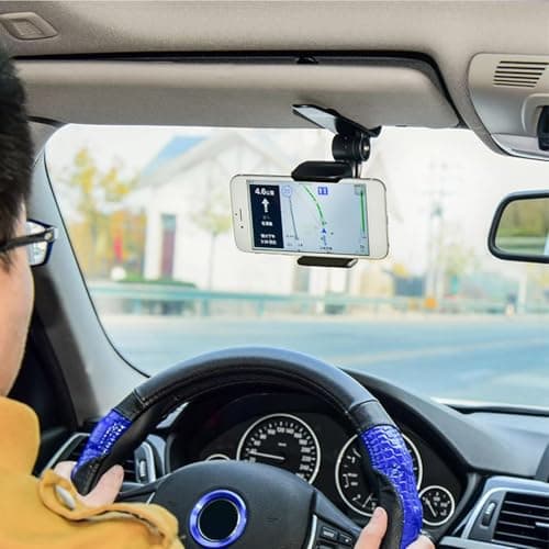 Kuehssn Sun Visor Phone Holder, Crocodile Teeth Clip Car Phone Mount, Non Slip Phone Stand with Stable 360 Degree Rotatable for Auto Car Truck Automotive — view 2