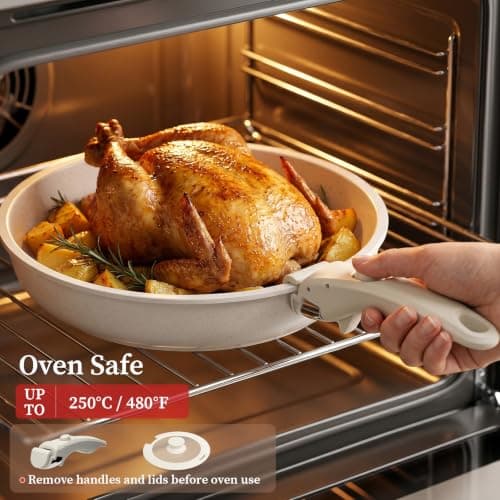 YASHE 9Pcs Granite Nonstick Pans and Pots Set, Oven Safe, Stackable — view 5
