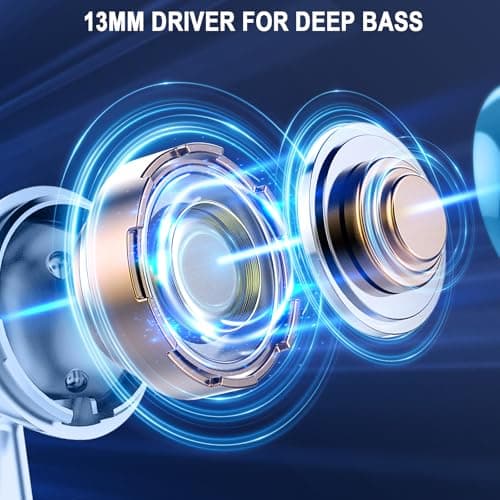Jxrev Wireless Earbuds, Bluetooth 5.4 Headphones in Ear with 4 ENC Noise Cancelling Mic, 40H Playtime Earphones with HiFi Stereo Deep Bass, Wireless Headphones IP7 Waterproof, USB-C, Sky Blue — view 3