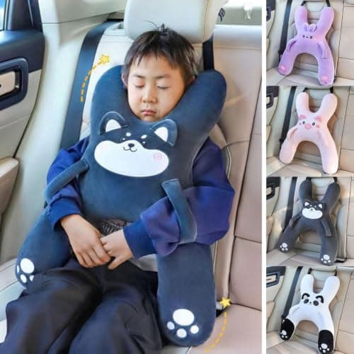 Car Pillow for Kids, H-shaped Neck And Back Comfort, Cozy Neck Head Support Sleeping Headrest for Travel, Hands & Seat Belt Slot, Washable And Compressible, Perfect for Car,Plane,Train,Boat & More — view 3