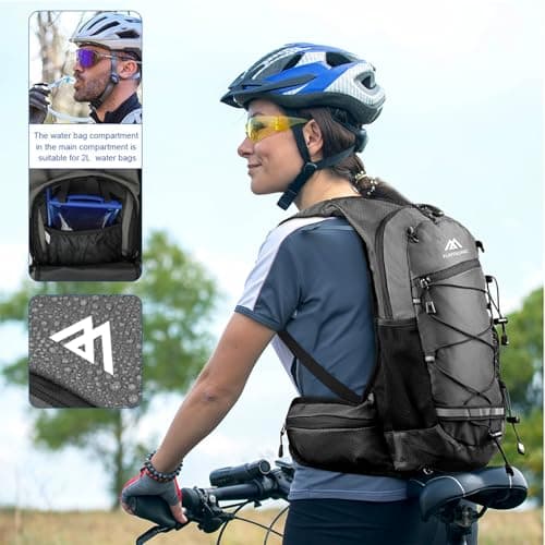 Flintronic Lightweight Breathable Bike Backpack, 8L Waterproof Breathable Cycling Bicycle Rucksack, Hydration Backpack, Reflective Bag, Foldable Running Daypack for Cycling, Jogging, Hiking-Gray — view 5