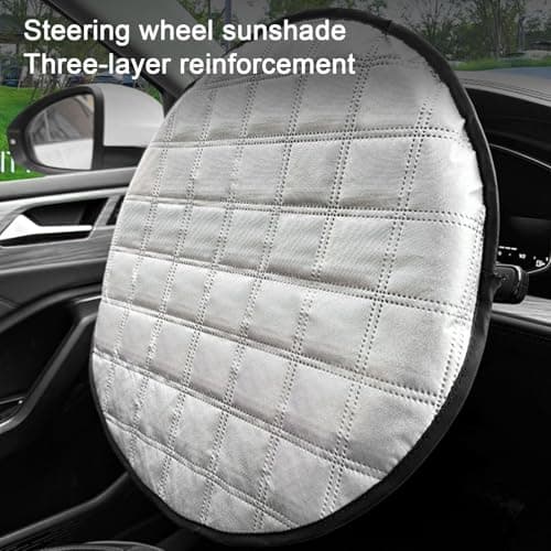 Heat Resistant Steering Wheel Cover - Aluminium Sun Protection | Automatic Heat and UV Protection for Summer Travels | Cover — view 3