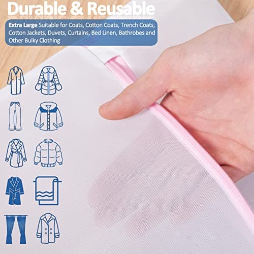 2 PCS Large Mesh Laundry Bag 90x110cm, Reusable Laundry Net Bags with Zips — view 3
