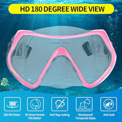 POPOYU Snorkel Set Adults,Snorkeling Mask Adult,180° Panoramic Anti-Fog Snorkel Mask with Dry Top Valve,Anti-Fog Anti-Leak Scuba Snorkeling Packages for Swimming Snorkeling,Scuba Diving Swimming — view 6