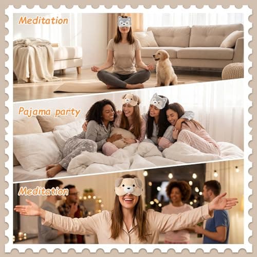 Ouligay 2PCS Cute Dog Sleep Eye Masks Soft Plush Puppy Sleeping Mask with Adjustable Elastic Strap Funny Cartoon Animal Sleep Masks Travel Eye Cover for Sleep Night — view 6