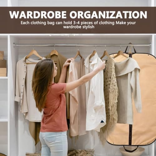 Suit Carriers for Women Men with Handles, 60 x 100cm Waterproof Durable Suit Bags Quick Release Folding for Travel Business or Storage (Champagne) — view 6