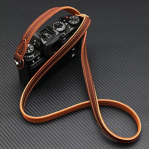 NICENEEDED Camera Shoulder Neck Strap, Brown Leather Camera Straps, Adjustable Length Vintage Neck Shoulder Slim Camera Strap Suitable for Mirrorless Compact Cameras — view 5