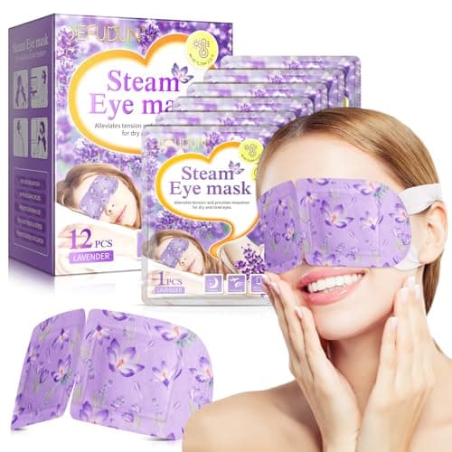 Steam Eye Mask 12 Packs, Lavender Self Heated Eye Mask for Dry Eyes, Dark Circles and Puffiness, Comfortable and Relax Sleep Mask, Relief Stress Eye Fatigue