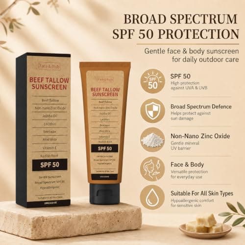 Beef Tallow Sunscreen SPF 50, Natural Sunscreen for Face & Body, 100 g — view 5
