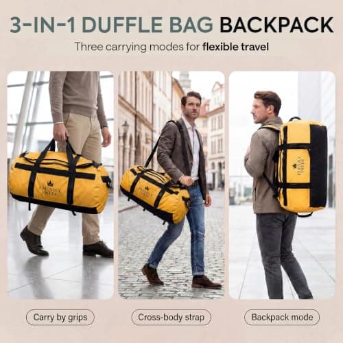 The Friendly Swede Water-Resistant Duffle Bag Backpack, 500D PVC,90L Yellow — view 4
