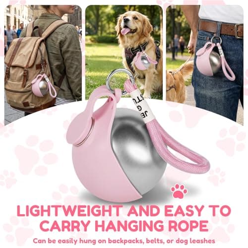 2 in 1 Portable Dog Water Bottle for Walking, 285ML Stainless Steel Bottle with Silicone Bowl, Foldable Leak Proof Dog Water Bottles for Travel Hiking Park Visit (pink) — view 4