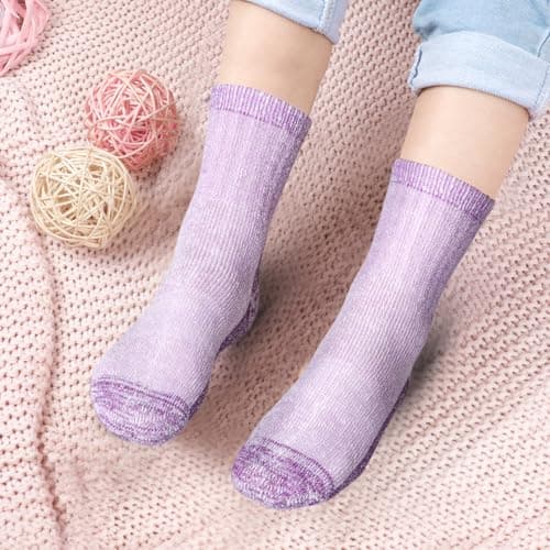 YUEDGE Women's Merino Wool Blend Hiking Socks, Cushioned Anti Blister Walking Socks, Cozy Thermal Warm Winter Boot Socks, Size 4-7, 5 Pairs — view 3