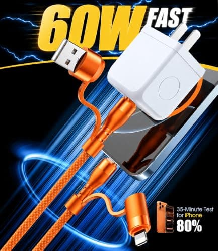 NEWZEROL 100W Magnetic 4-in-1 Charging Cable for iPhone, MacBook, Samsung — view 5