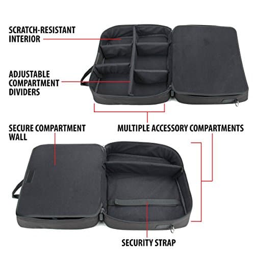USA Gear Audio Mixer Case - Podcast Mixer Travel Case with Scratch-Resistant Interior & Customizable Storage - Compatible with RODECaster Pro, RODECaster Pro II, RC Duo & More Audio Equipment (Black) — view 3