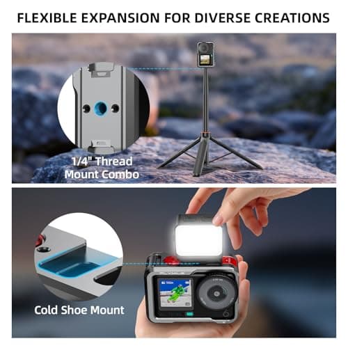 BRDRC Action 6 Camera Cage + Screen Protector Accessories Kit Aluminum Alloy Protective Frame Cage with Silicone Lens Cap Tempered Glass Lens Film for DJI Osmo Action 6 Protection Pack — view 6