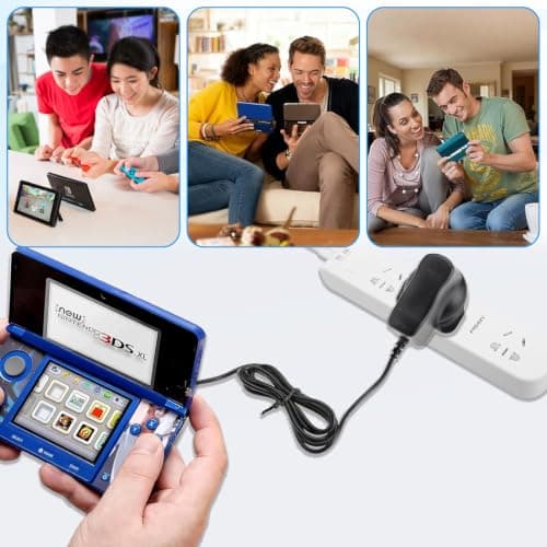 Charger for N-i-n-t-e-n-d-o 3DS & USB Charging Cable Set, UK Plug Power Supply Adapter + 1.2M Lead for New 3DS XL/2DS XL/DSi/DSi XL, Replacement Kit for Home & Travel — view 4