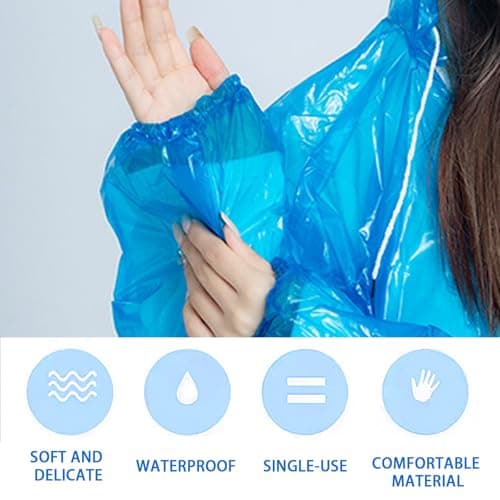 MUNSKT 12 Pack Disposable Rain Ponchos for Adults & Kids, Waterproof Clear Plastic Poncho with Hood, Lightweight Emergency Ponchos for Family Travel, Hiking, Festivals — view 5