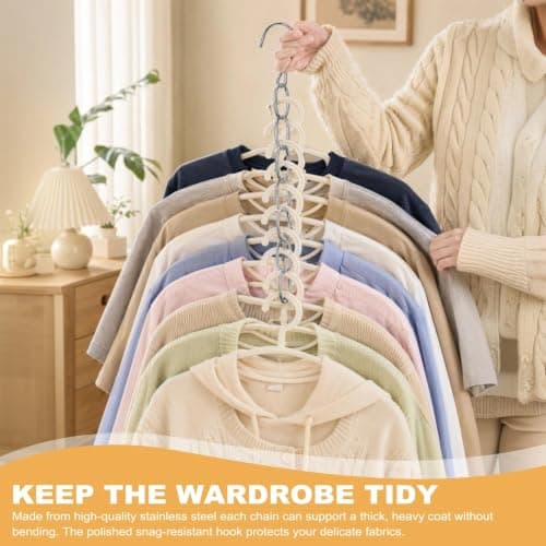 ZBKJYILF NiHome Clothing Chain Hanger 10-Pack, Metal Space-Saving Closet Organizer, Anti-Wrinkle 7 Loop Organizer for Clothes for Home, Office & Travel, Wrinkle-Reducing — view 5